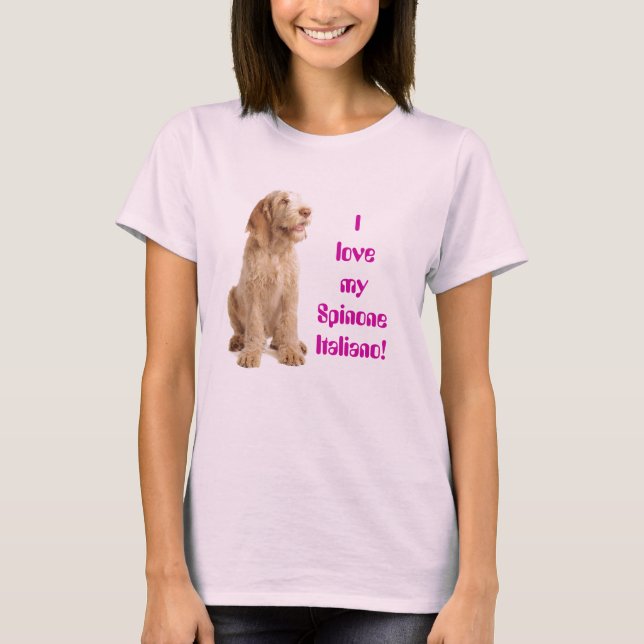 ladies fitted tee - I love my Italian Spinone... (Front)