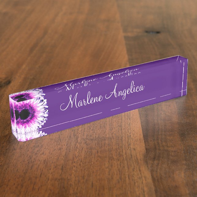 Ladies Floral Monogram Artsy Design Nameplate (Side)