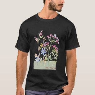 LADIES FLORAL WATERCOLORED BOTANICAL GARDEN FLOWER T-Shirt