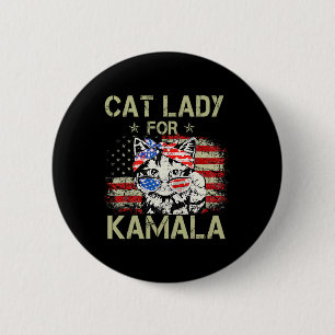 Ladies For Kamala Funny Cat 2024 President Kamala- 6 Cm Round Badge