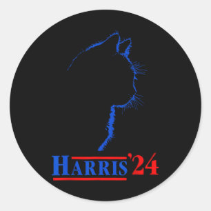 Ladies For Kamala Funny Cat 2024 President Kamala Classic Round Sticker