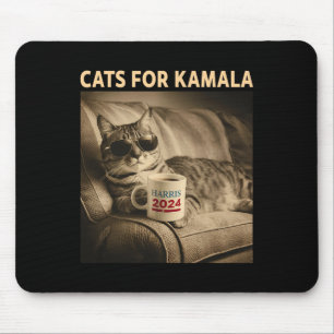 Ladies For Kamala Funny Cat 2024 President Kamala  Mouse Pad