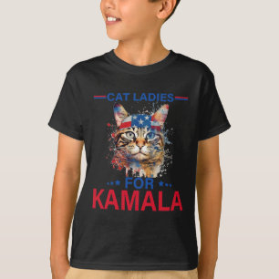 Ladies For Kamala Funny Cat 2024 President Kamala- T-Shirt