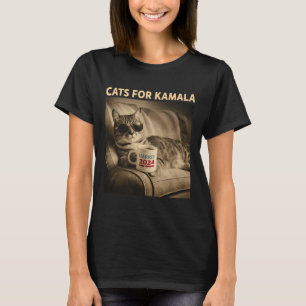 Ladies For Kamala Funny Cat 2024 President Kamala  T-Shirt
