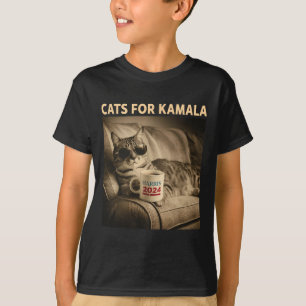 Ladies For Kamala Funny Cat 2024 President Kamala T-Shirt