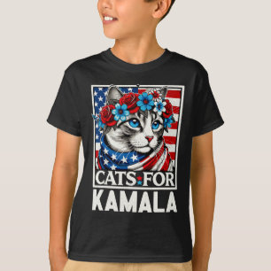 Ladies For Kamala Funny Cat 2024 President Kamala- T-Shirt
