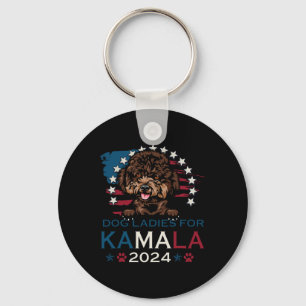 Ladies For Kamala Harris 2024 Poodle Dog America Key Ring