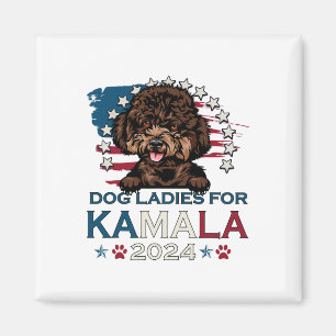 Ladies For Kamala Harris 2024 Poodle Dog America  Magnet