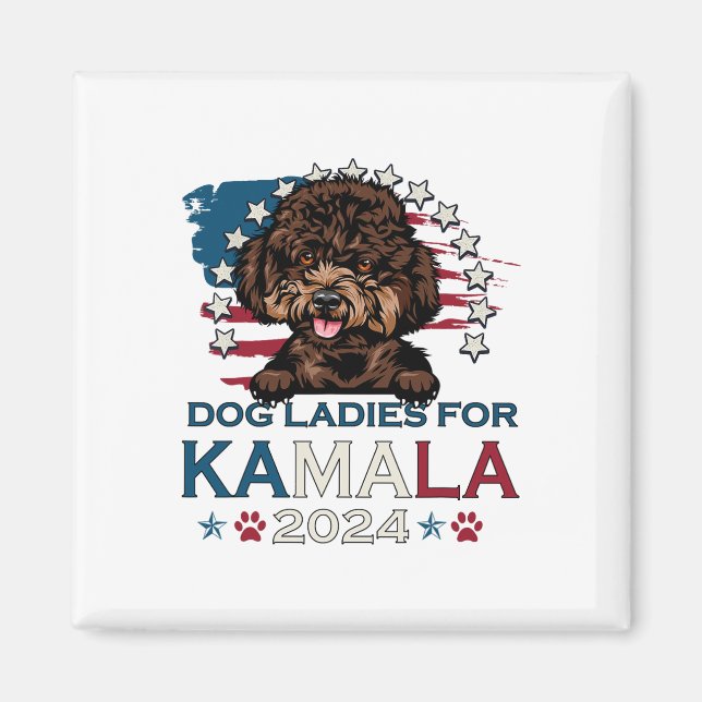 Ladies For Kamala Harris 2024 Poodle Dog America  Magnet (Front)