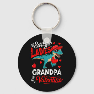 Ladies Funny Joke Grandpa Is My Valentine T-rex Su Key Ring