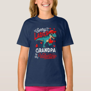 Ladies Funny Joke Grandpa Is My Valentine T-Rex T-Shirt