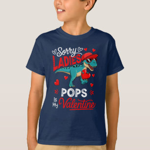 Ladies Funny Joke Pops Is My Valentine T-Rex T-Shirt