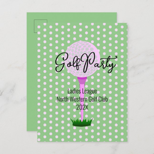 Ladies Golf League Golf Party Invitation Postcard (Front/Back)