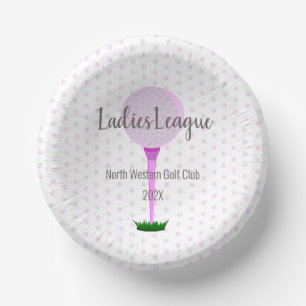 Ladies Golf League Pink Dot Party Bowl Paper Plate
