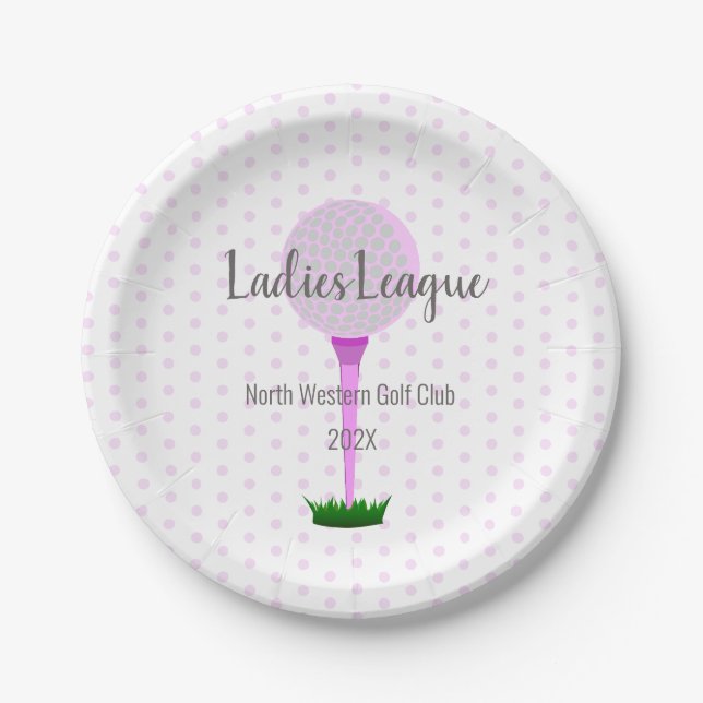 Ladies Golf League Pink Dot Party Plates (Front)