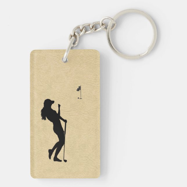 Ladies Golf Leather Look Key Ring (Back)