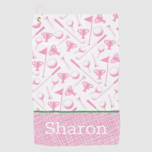 Ladies Golf Pink Green White Preppy Golf Towel