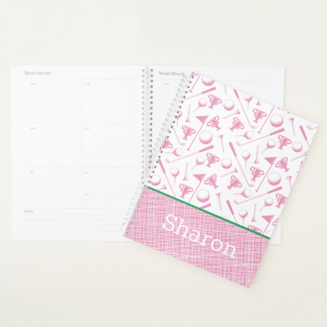 Ladies Golf Pink NAME Green White Preppy Planner (Display)