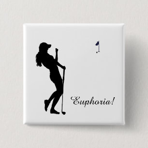 Ladies Golfer Personal 15 Cm Square Badge
