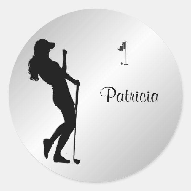 Ladies Golfer Personal  Classic Round Sticker (Front)