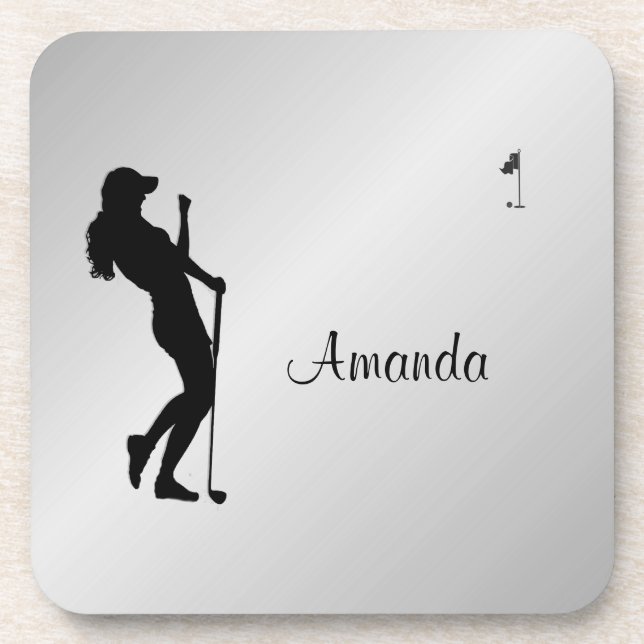 Ladies Golfer Personal  Coaster (Front)
