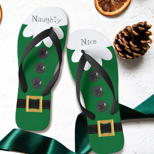 Ladies Green Naughty Christmas Elf Suit Festive Jandals