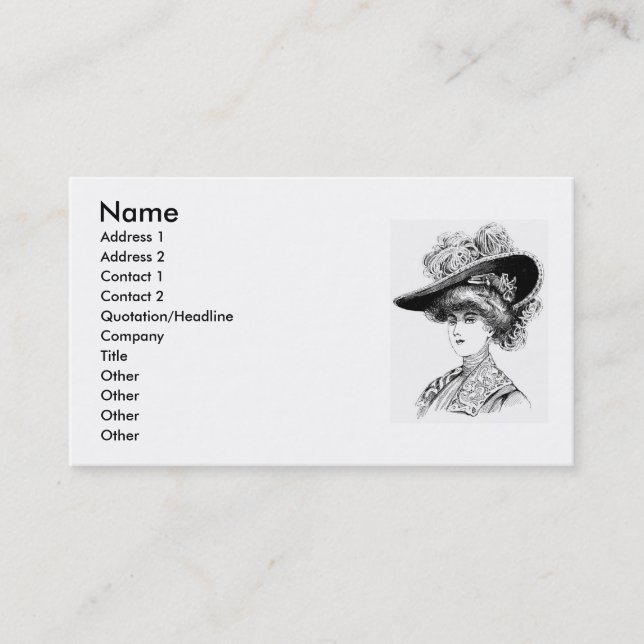 Ladies' Hat Business Card (Front)