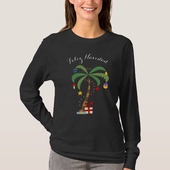 Ladies Holiday Shirt-Feliz Navidad  T-Shirt (Front)