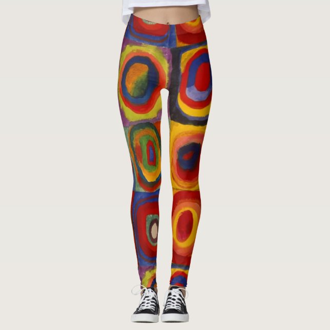 Ladies Leggings with Kandinsky's Squares (Front)