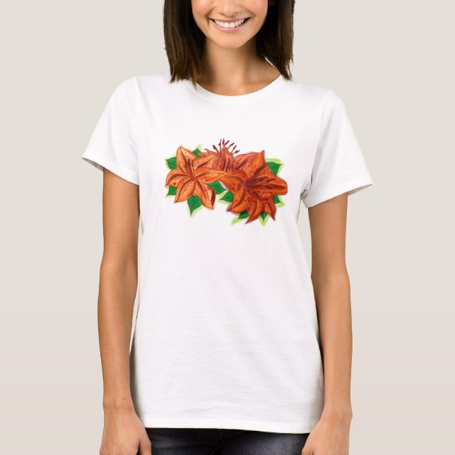 Ladies lily flowers strap shirt (Front)