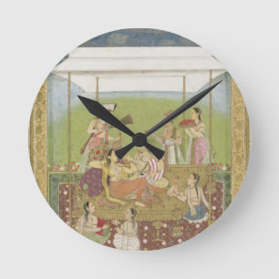 Ladies listening to music in a garden, from the Sm Round Clock