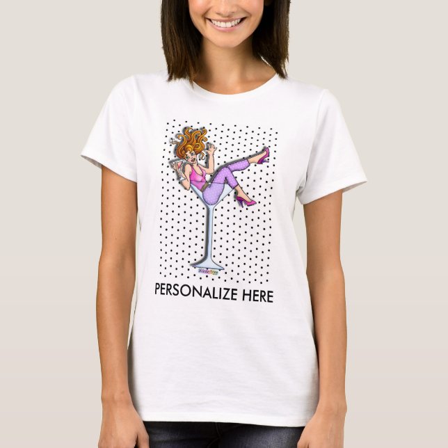 Ladies Long Sleeve Tee - Lil Red in Martini Glass (Front)