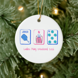 Ladies Mahj Weekend Pickleball Mahjong Custom Ceramic Tree Decoration