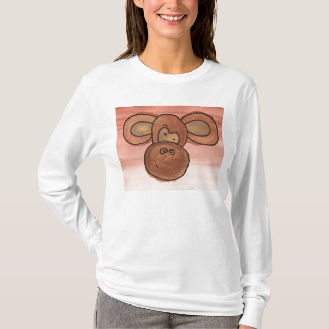 Ladies Monkey hoodie T-Shirt (Front)