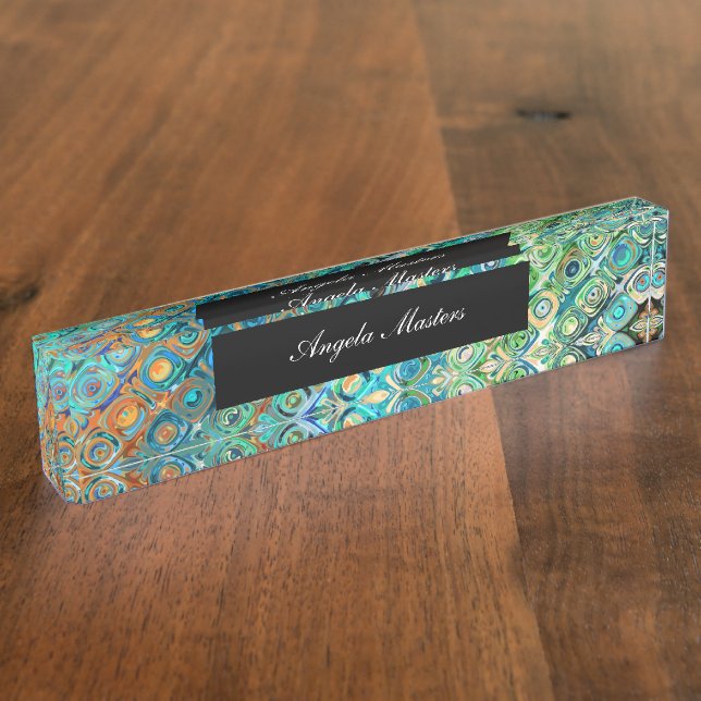 Ladies Monogram Modern Abstract Nameplate (Side)