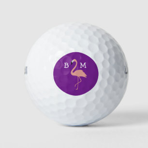 Ladies Monogram Pink Flamingo Theme Golf Balls