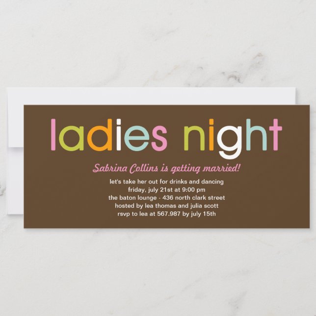 Ladies Night Bachelorette Party Invitation (Front)