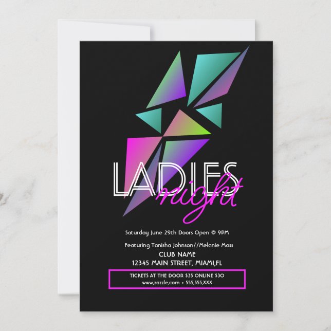  Ladies Night Club Bar Fractal Flyer Invitation (Front)