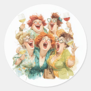 Ladies’ Night Laughter Classic Round Sticker