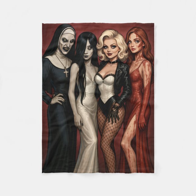 Ladies of horror glam it up fleece blanket (Front)