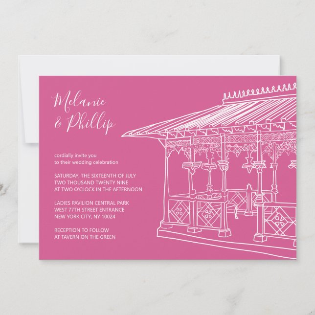 Ladies Pavilion Central Park New York Wedding Invitation (Front)
