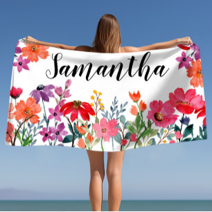Ladies Personalised Name Girl  Beach Towel