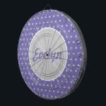 Ladies' Personalised Polka Dot Dartboard (Lavender<br><div class="desc">Vintage style...  for the ladies... 

Lavender background with grey polka dots...  grey centre circle with lavender lettering...  white accents... 

Great little gift idea...  party game...  especially for the gals... 

Hang in the game room...  bar...  bedroom...  office...  she shed... </div>