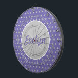 Ladies' Personalised Polka Dot Dartboard (Lavender<br><div class="desc">Vintage style... for the ladies...
Lavender background with grey polka dots... grey centre circle with lavender lettering... white accents...
Great little gift idea... party game... especially for the gals...
Hang in the game room... bar... bedroom... office... she shed... </div>