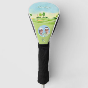 Ladies Photo Watercolor Golf Course Monogram Name Head Cover