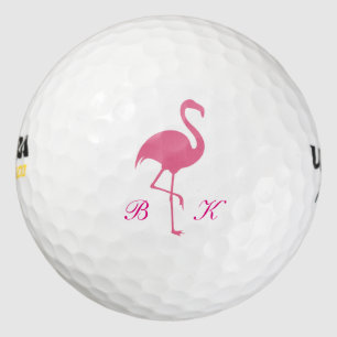 Ladies Pink Flamingo Monogram Golf Balls