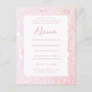 Ladies Pink Garden Scene Artist Illustrated Postcard