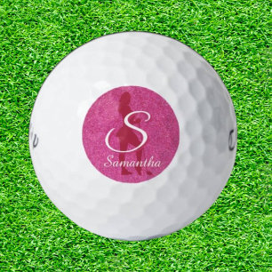 LADIES PINK GLITTER GOLF BALLS
