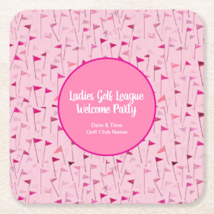 Ladies Pink Golf Flag Party Coaster