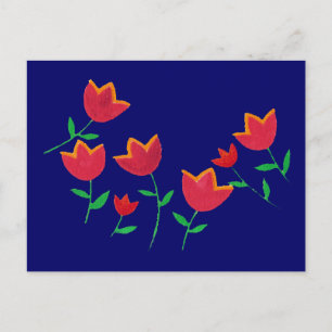 ladies red tulip flower postcard